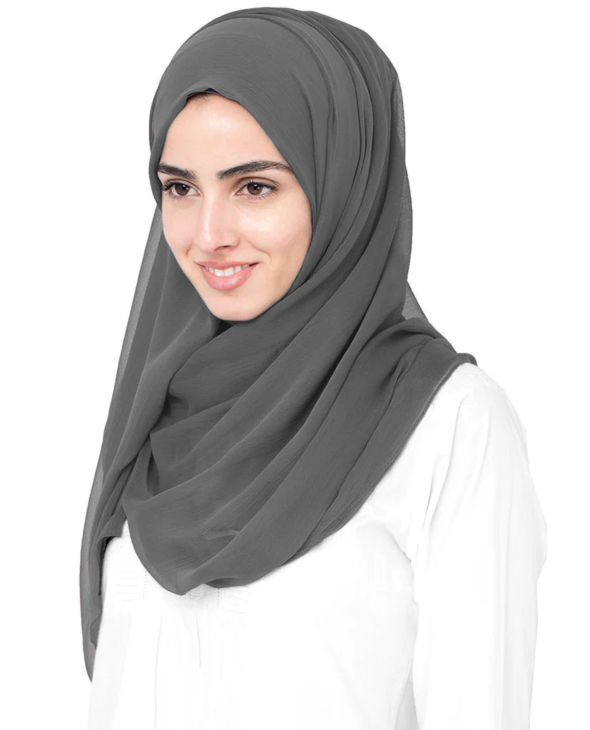 Charcoal Gray Poly Chiffon Scarf