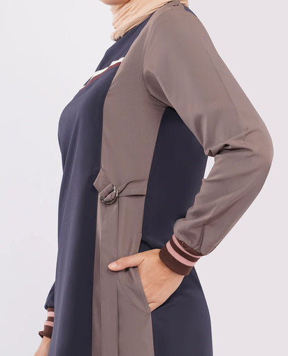 Navy Contrast Rib Detail Jilbab