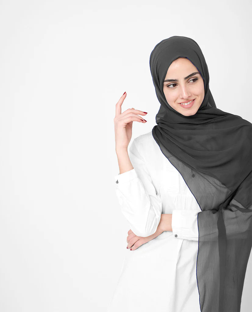 Rabbit Grey Poly Chiffon Scarf