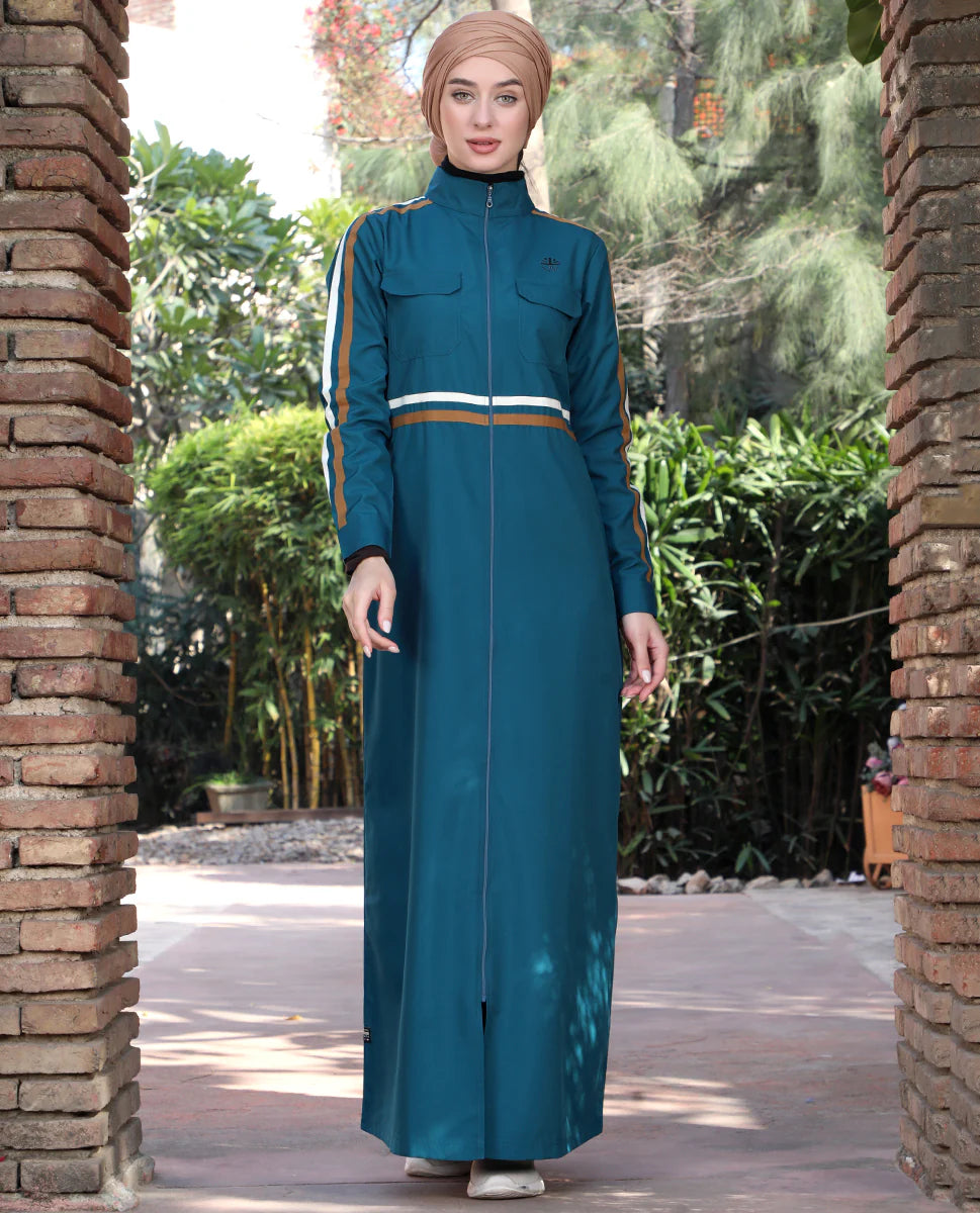 Urban Teal Striped Jilbab