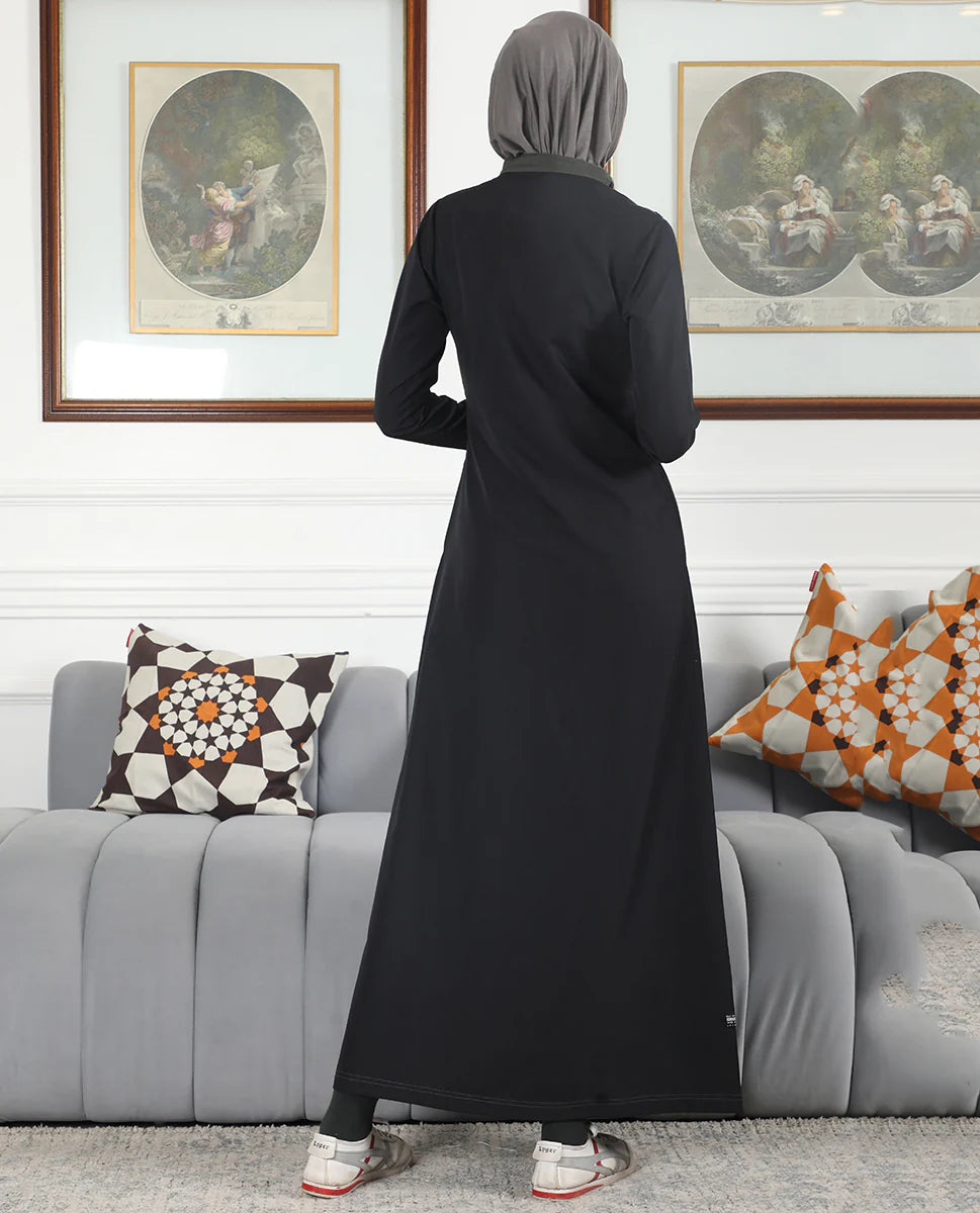 Midnight Contrast Full Front Open Jilbab