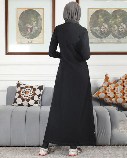 Midnight Contrast Full Front Open Jilbab