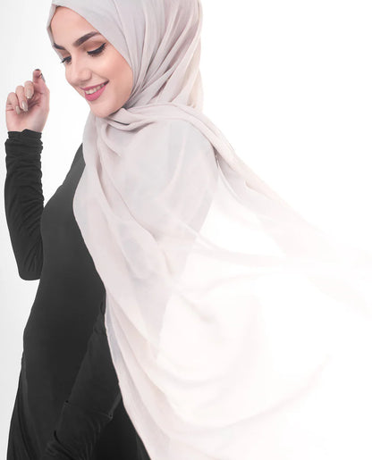InEssence White Poly Chiffon Scarf