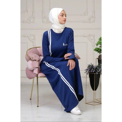 Sportive Turkish Abaya ( Blue )