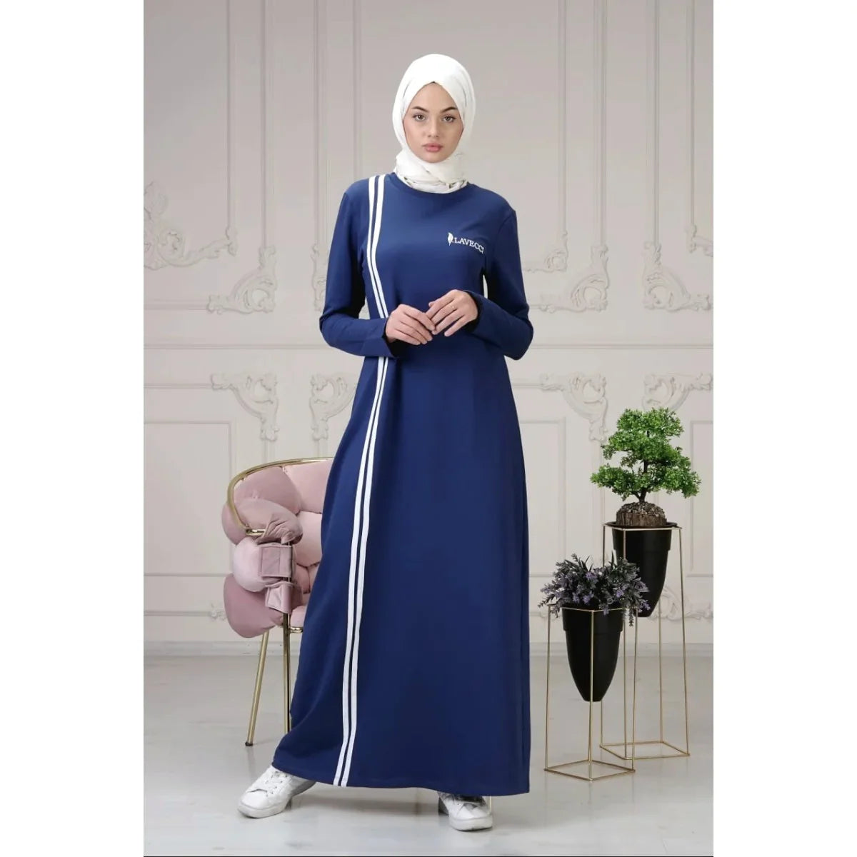 Sportive Turkish Abaya ( Blue )