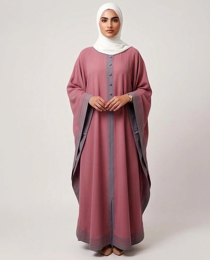 Flowing Peach Button-Down Butterfly Kaftan