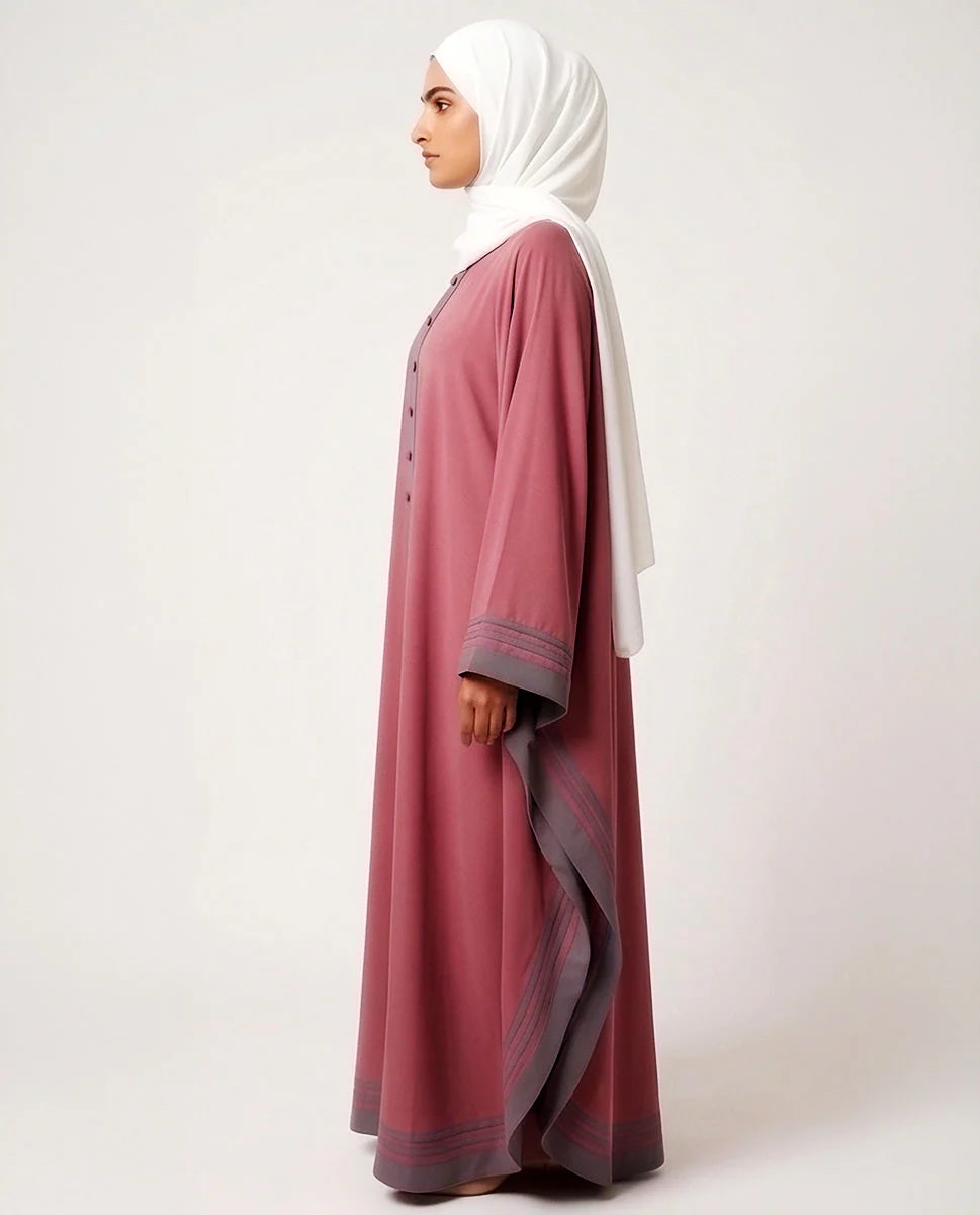 Flowing Peach Button-Down Butterfly Kaftan