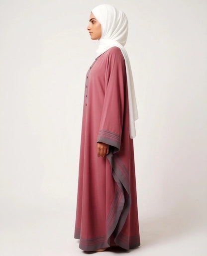 Flowing Peach Button-Down Butterfly Kaftan