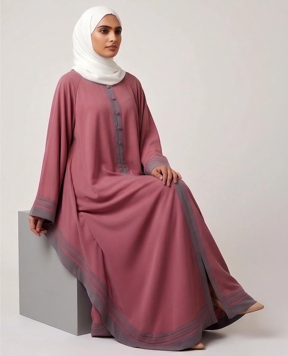 Flowing Peach Button-Down Butterfly Kaftan