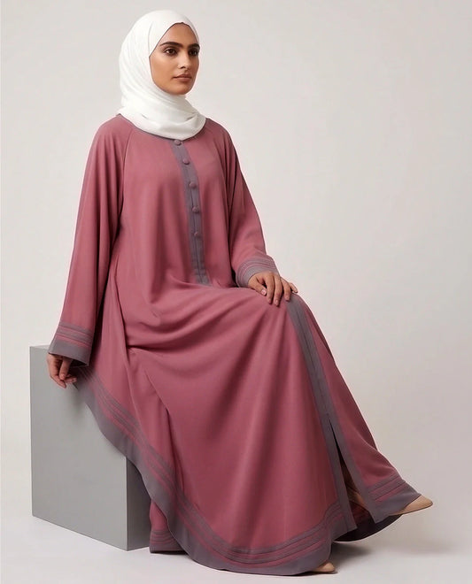 Flowing Peach Button-Down Butterfly Kaftan