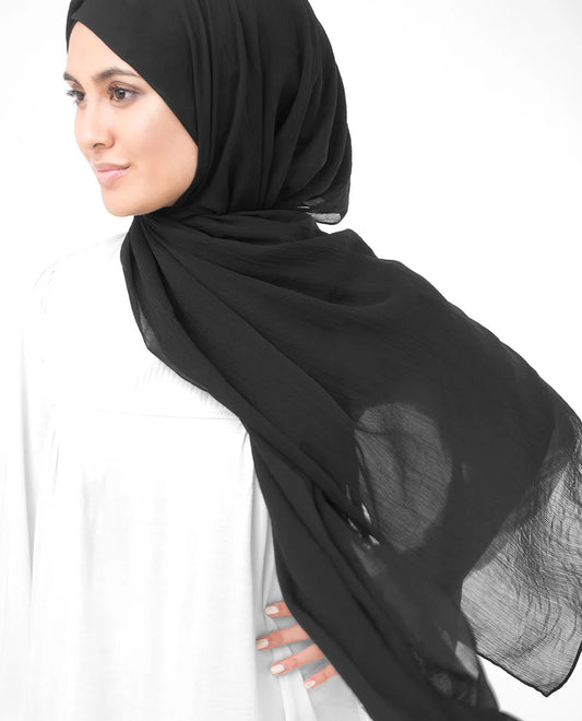 InEssence Poly Chiffon Jet Black Scarf