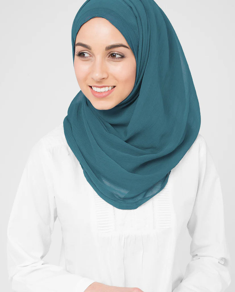 Ink Blue Poly Chiffon Scarf