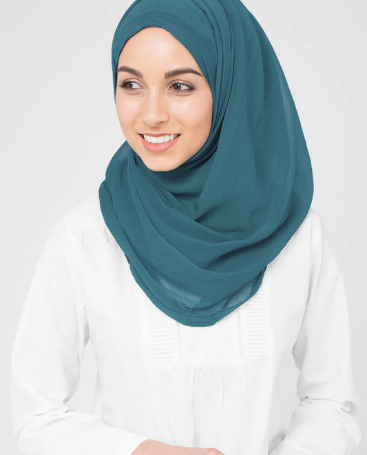 Ink Blue Poly Chiffon Scarf