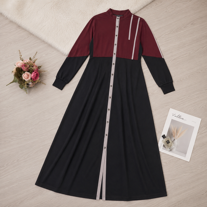 Contrast Edge Full Front Open Jilbab
