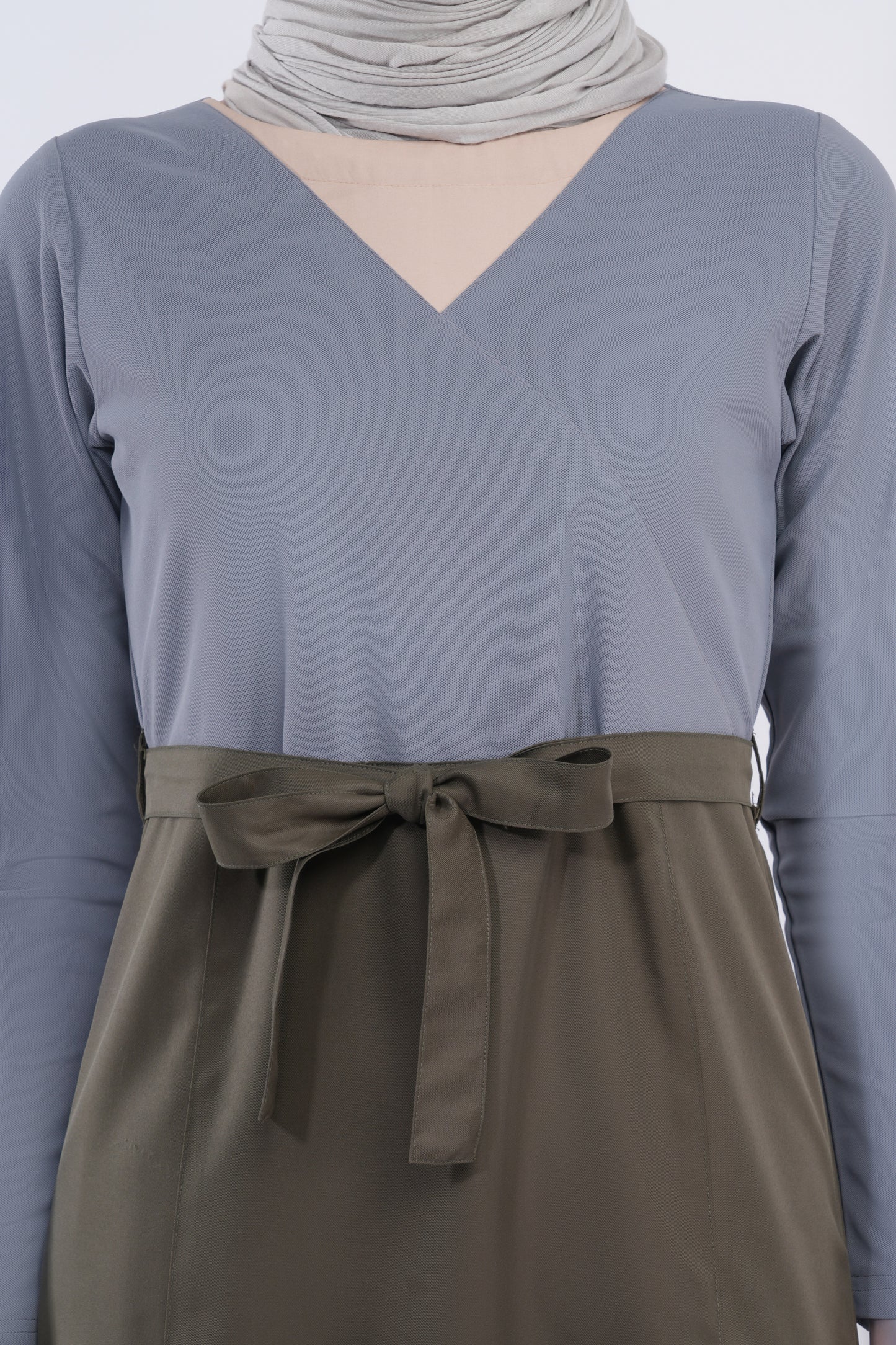 Olive & Grey Urban Belted Jilbab