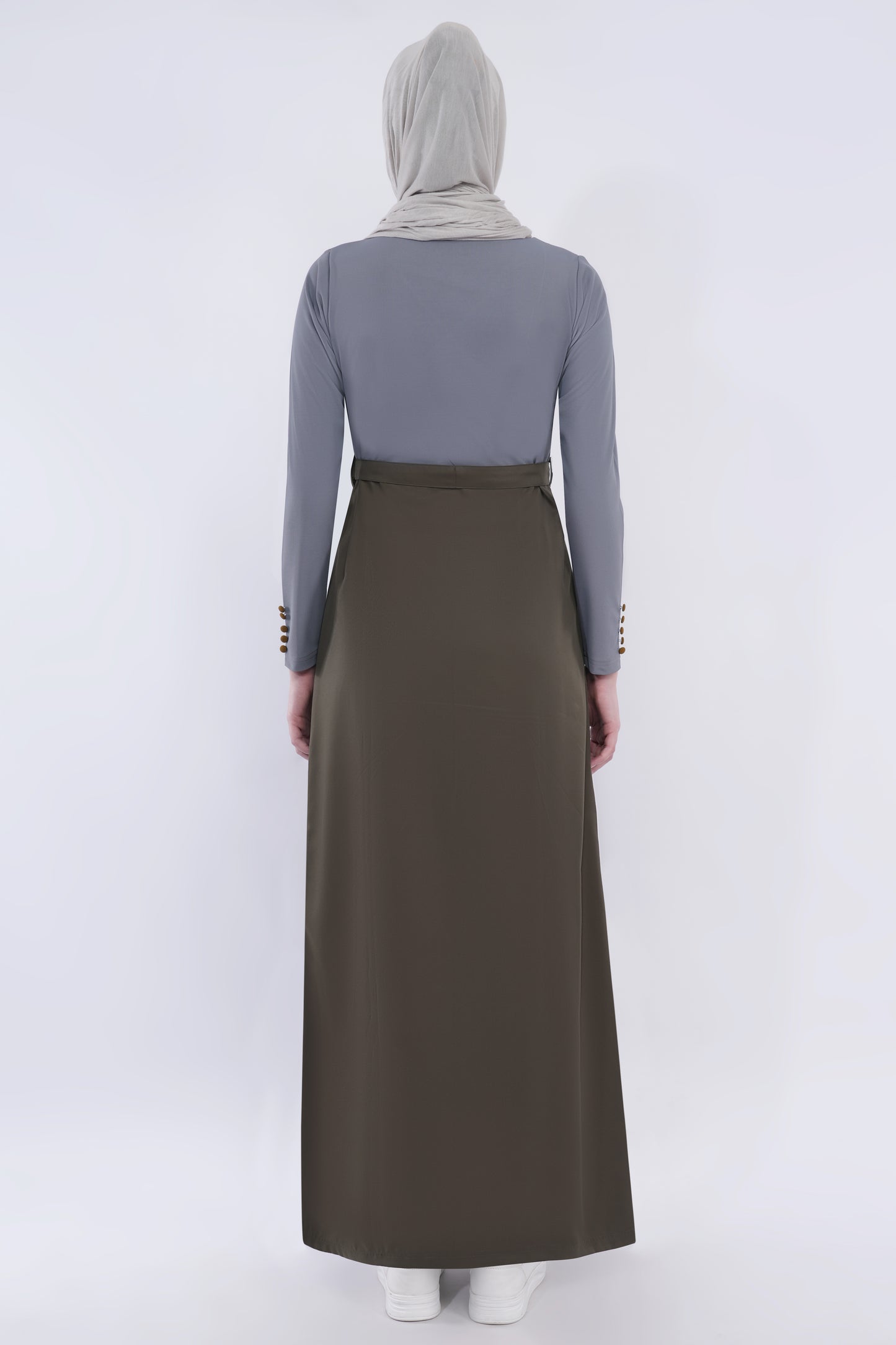Olive & Grey Urban Belted Jilbab