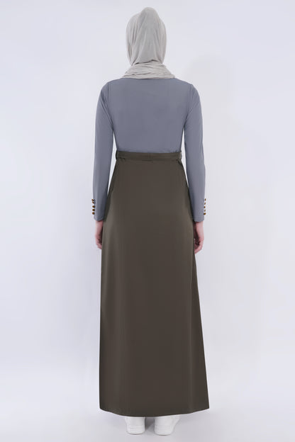 Olive & Grey Urban Belted Jilbab