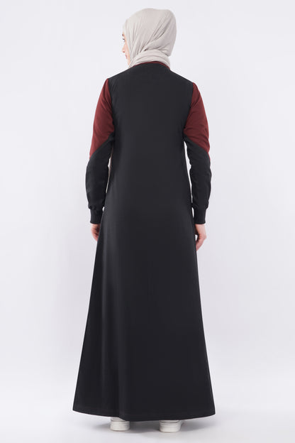 Contrast Edge Full Front Open Jilbab