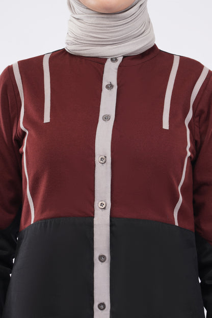 Contrast Edge Full Front Open Jilbab