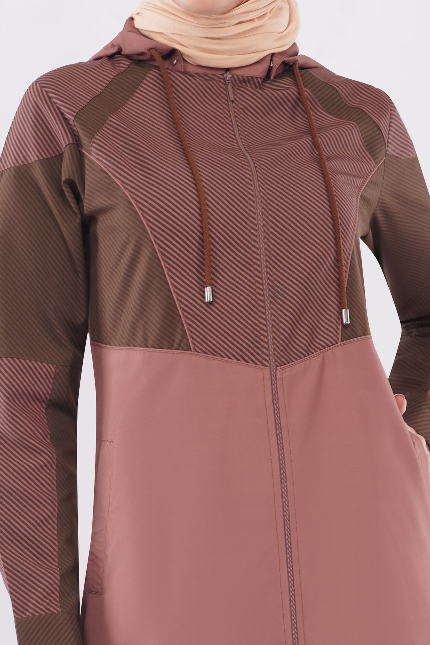 Dual Brown Detachable Hood Jilbab