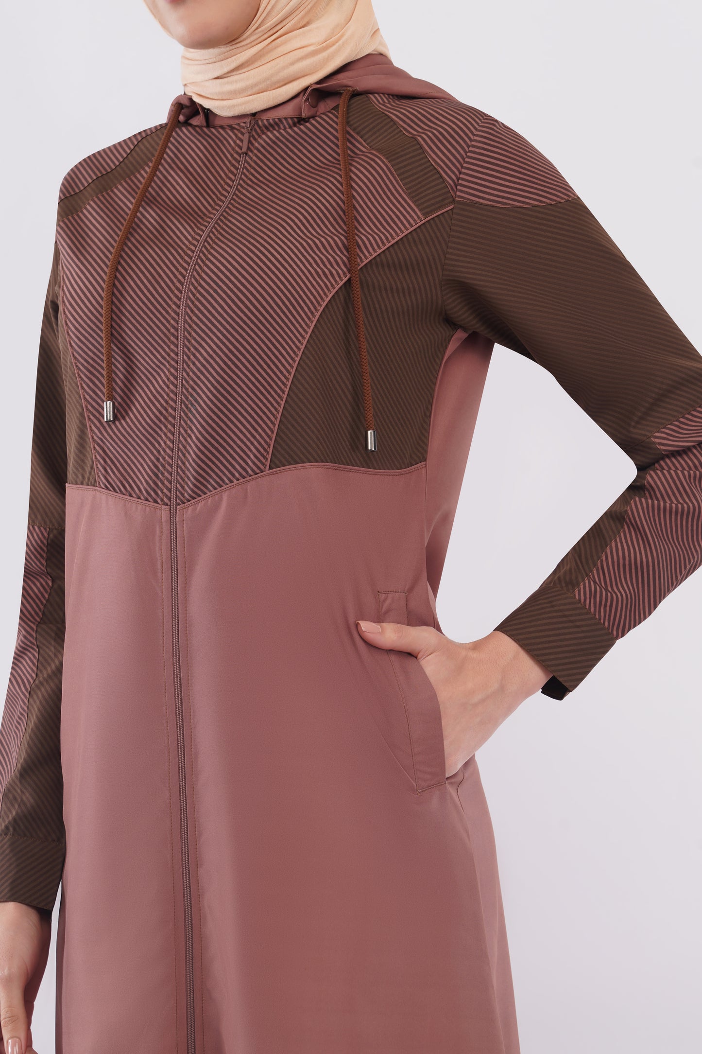 Dual Brown Detachable Hood Jilbab