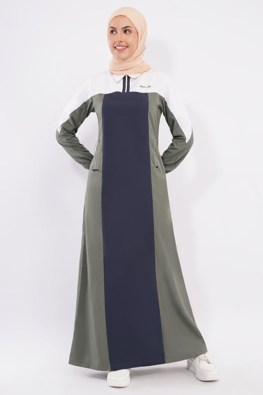 Navy & Grey Toggle Waist Jilbab