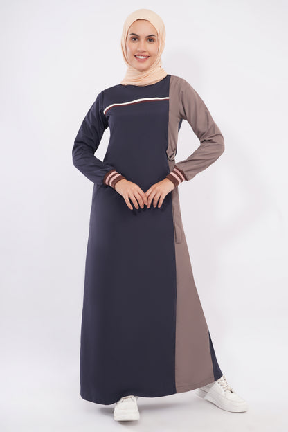 Navy Contrast Rib Detail Jilbab